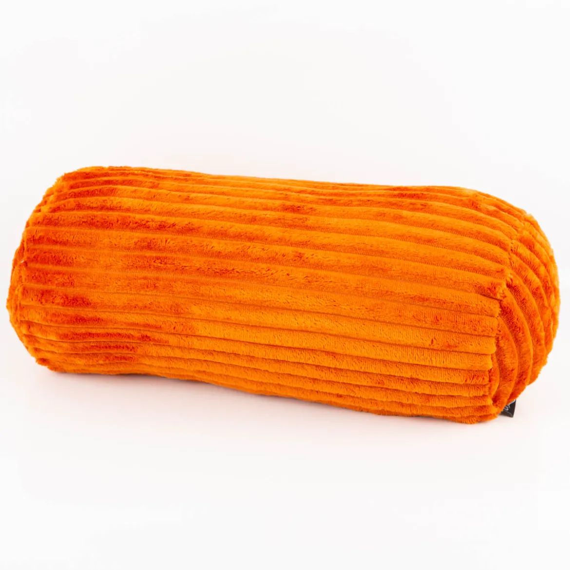 Kuschelkissen Nackenrolle aus Plüsch Cordoptik Streifen orange 20x45cm