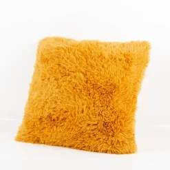 Kuschelkissen zweiseitig Plüsch & Velours glowy yellow 45x45cm