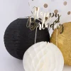 Lampion Glitzer schwarz silberfarbig 25cm