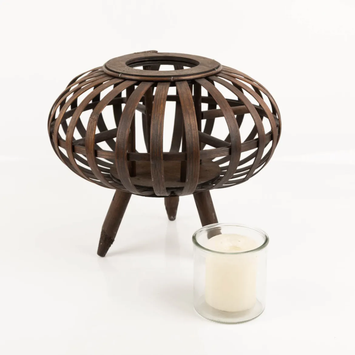 Laterne aus Holzgeflecht mit 3 Beinen 34x29cm von Clayre & Eef