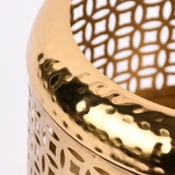 Laterne Ornamente Metall perforiert goldfarbig 24x19cm