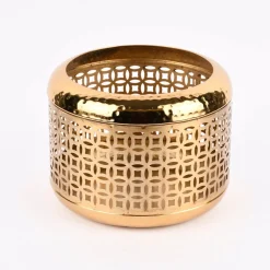 Laterne Ornamente Metall perforiert goldfarbig 24x19cm