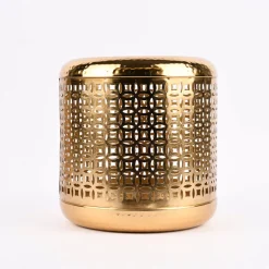 Laterne Ornamente Metall perforiert goldfarbig 24x26cm