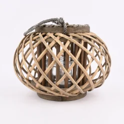 Laterne Weidengeflecht mit Kerzenhalter grau natur 34x25cm