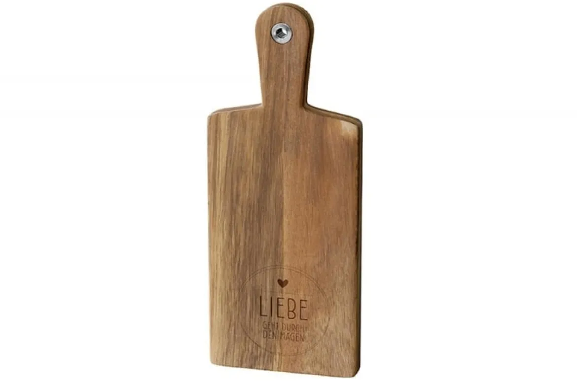 La Vida Holzbrett Kitchen Liebe geht durch den Magen Kreis 14x34cm