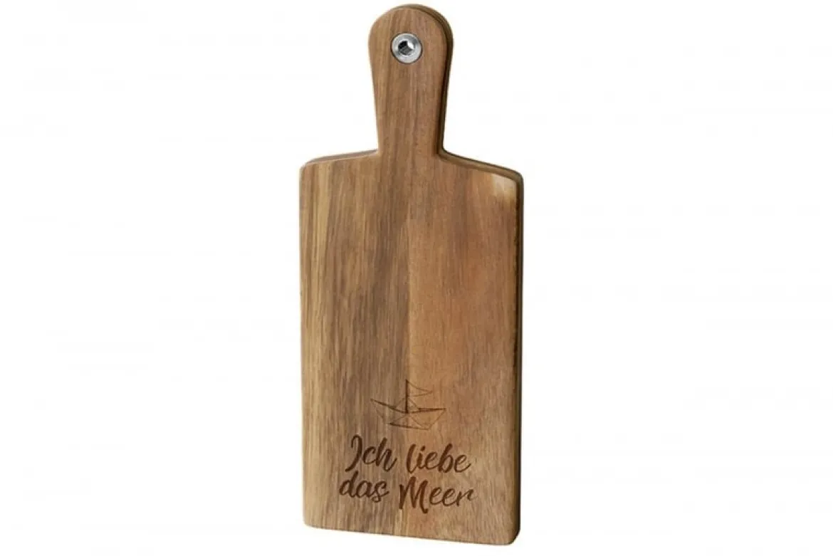 La Vida Holzbrett Maritim Ich liebe das Meer Schiffchen 14x34cm