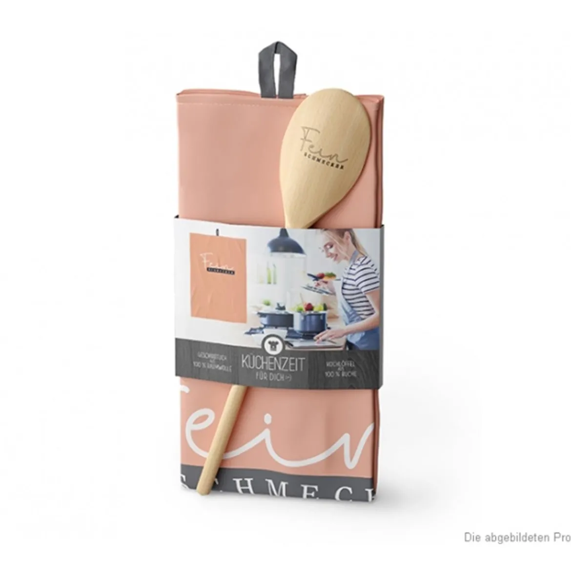 La Vida Küchenzeit Geschirrtuch und Kochlöffel Feinschmecker rosa 50x70cm