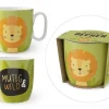 La Vida Kinder Becher Mutig & Wild Löwe Porzellan grün gelb 7,4x6,8cm