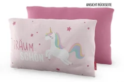 La Vida Kinder Kuschelkissen Träum schön Einhorn rosa pink 25x40cm