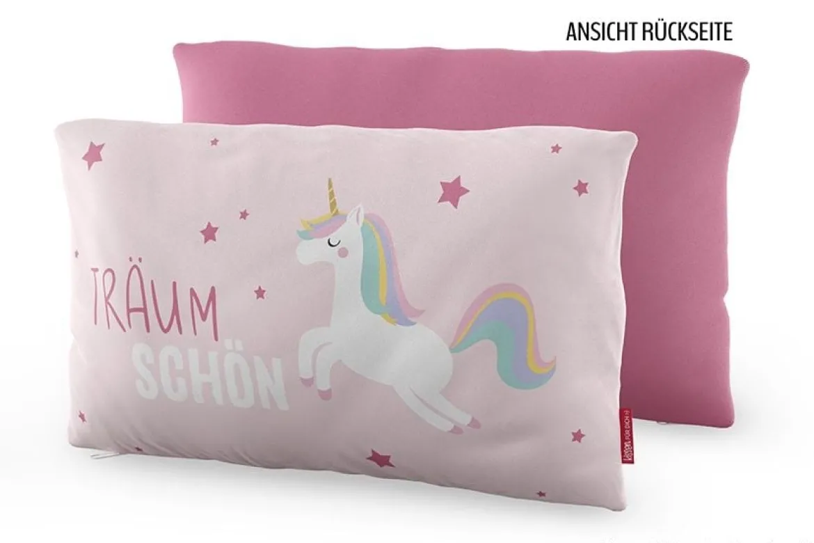 La Vida Kinder Kuschelkissen Träum schön Einhorn rosa pink 25x40cm