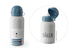 La Vida Kinder Trinkflasche mit Sportverschluss Bärenstark Bär hellgrau blau 400ml