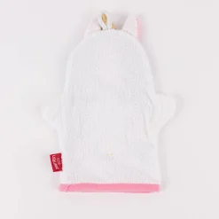 La Vida Kinder Waschhandschuh Einhorn aus Baumwolle weiß rosa bunt 24x20cm