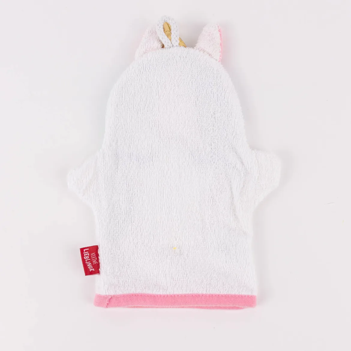 La Vida Kinder Waschhandschuh Einhorn aus Baumwolle weiß rosa bunt 24x20cm