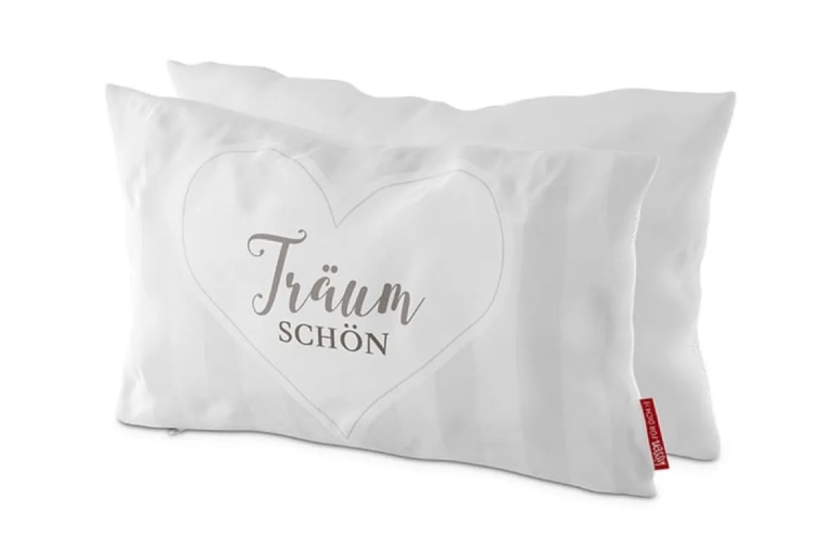 La Vida Kuschelkissen Gipfelgrüße Träum schön Herz weiß grau braun 25x40cm