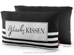 La Vida Kuschelkissen Glückskissen Streifen schwarz weiß 25x40cm
