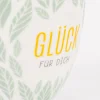 La Vida Porzellan Tasse Glück für dich Blätter mintgrün weiß 400ml