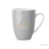 La Vida Porzellan Tasse Gute Laune Krone grau weiß gelb 250ml