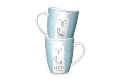 La Vida Porzellan Tasse Lama Kurze Pause hellblau weiß 250ml