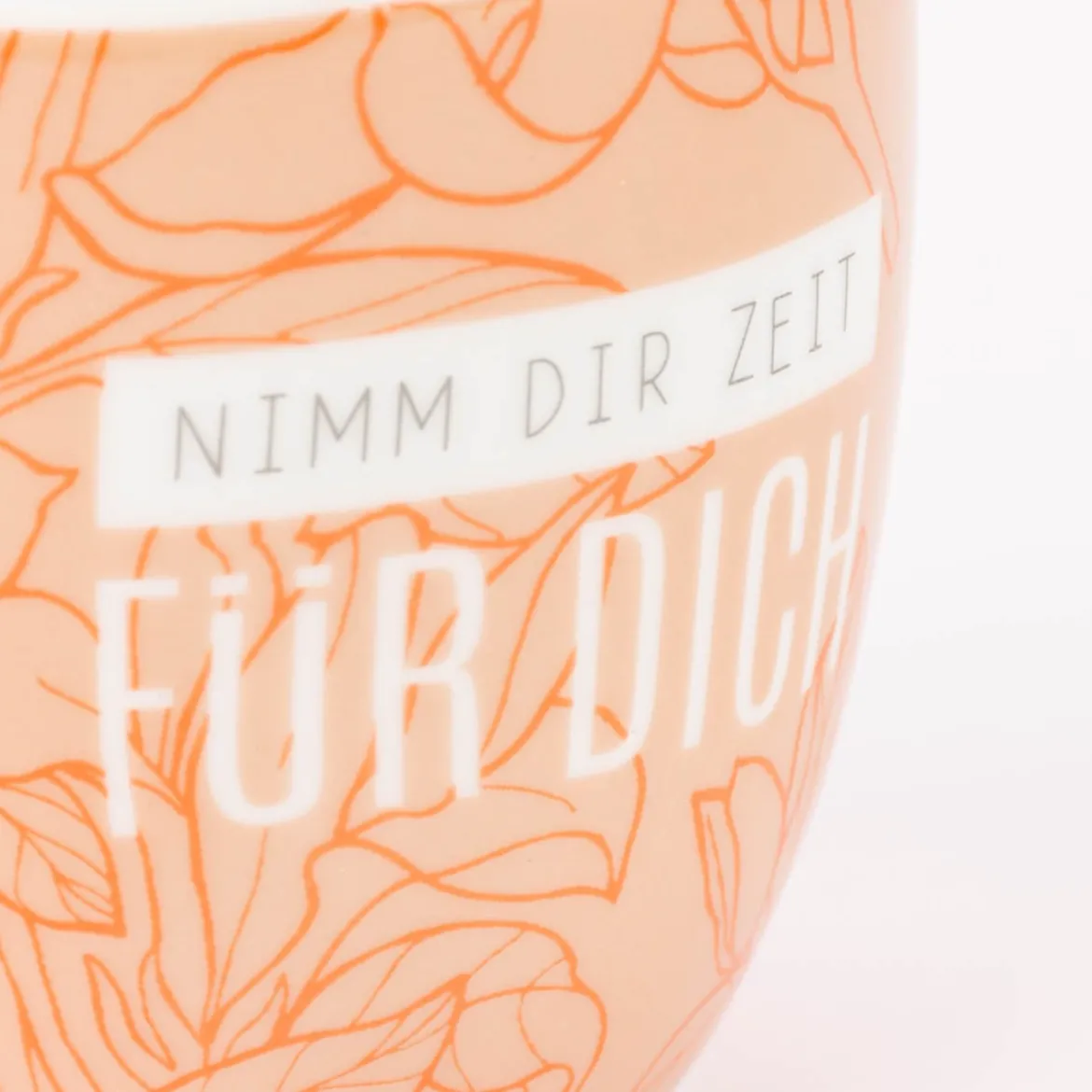 La Vida Porzellan Tasse Nimm dir Zeit für dich Blüten orange weiß 400ml