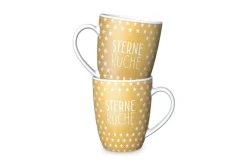 La Vida Porzellan Tasse Sterneküche Sterne goldfarbig weiß 8x10cm