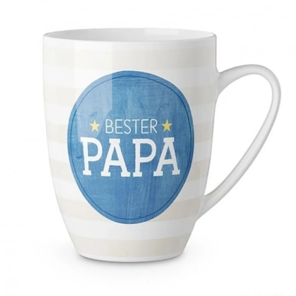La Vida Porzellan Tasse Streifen Bester Papa weiß beige blau 250ml