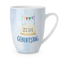 La Vida Porzellan Tasse Torte Zum Geburtstag blau bunt 250ml