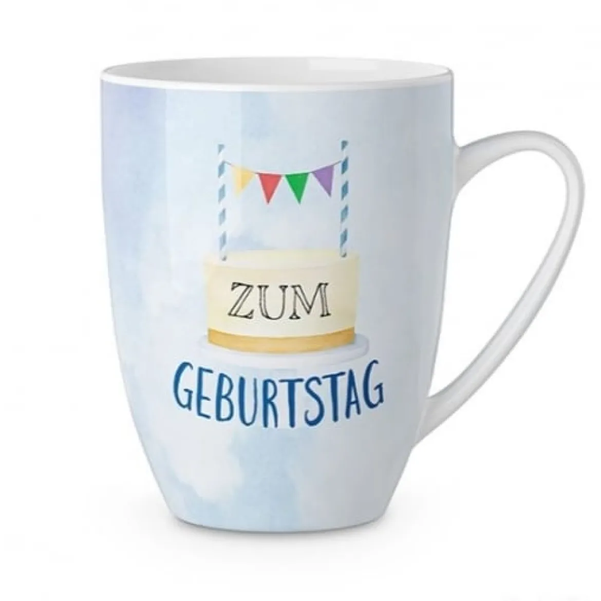 La Vida Porzellan Tasse Torte Zum Geburtstag blau bunt 250ml