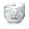 La Vida Schälchen Kitchen Mit Leib und Seele Besteck Porzellan grau weiß 13x7cm