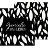 La Vida Serviette Blätter Genieße das Leben 33x33cm schwarz weiß 3lagig 20 Stück
