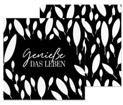 La Vida Serviette Blätter Genieße das Leben 33x33cm schwarz weiß 3lagig 20 Stück