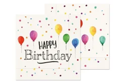 La Vida Serviette Happy Birthday weiß bunt schwarz 33x33cm 3lagig 20 Stück
