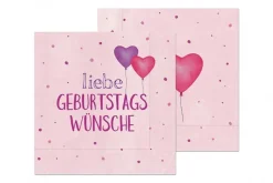 La Vida Serviette Liebe Geburtstagswünsche rosa lila 33x33cm 3lagig 20 Stück