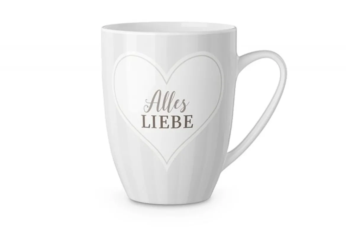 La Vida Tasse Gipfelgrüße Alles Liebe Porzellan weiß beige grau 250ml