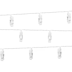 LED Lichterkette mit 10 Clip-Leuchten für Fotos klar farblos warmweiß für Innen- und Außenbereich 140cm