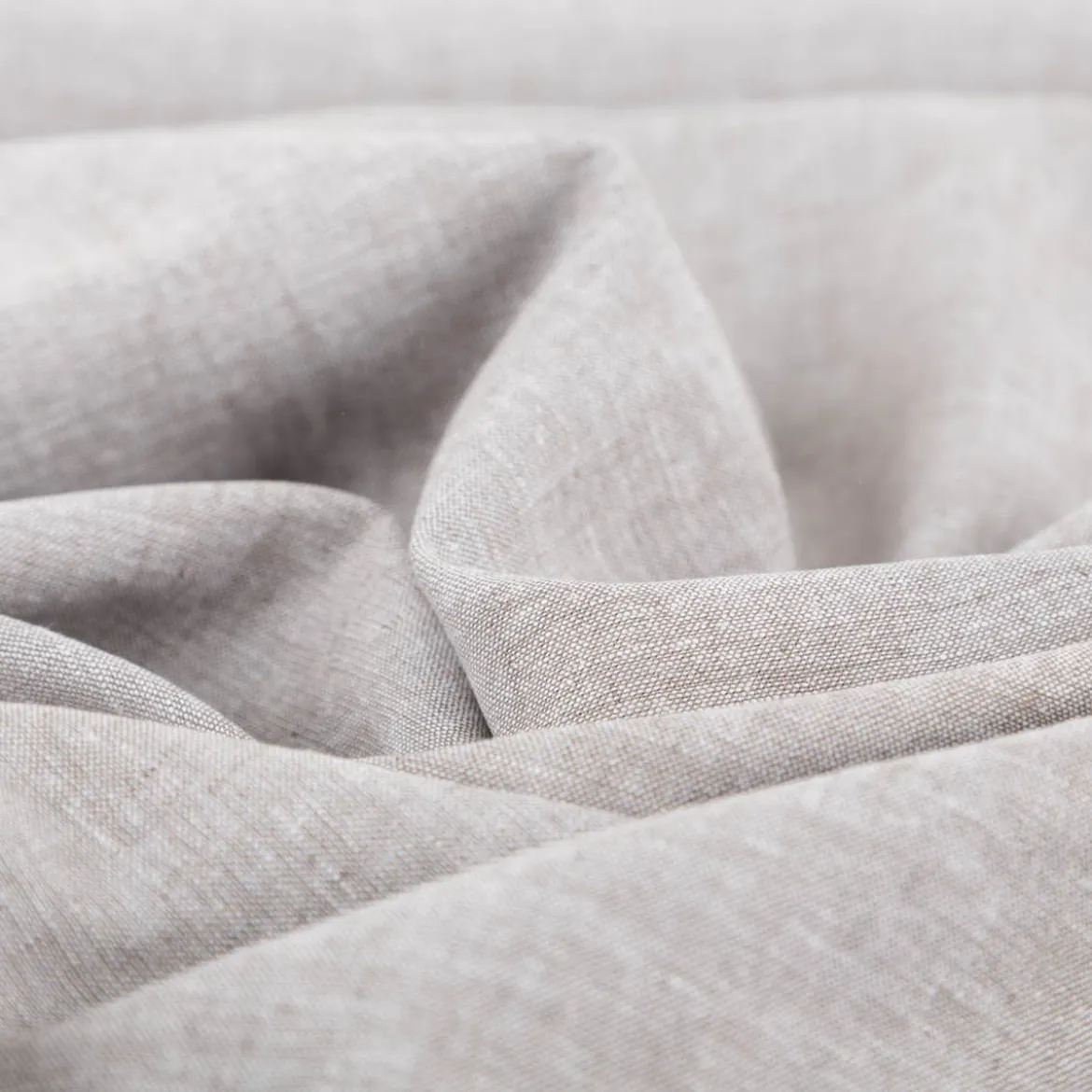 Leinen-Baumwollstoff Chambray uni meliert khaki-grün 1,38m Breite