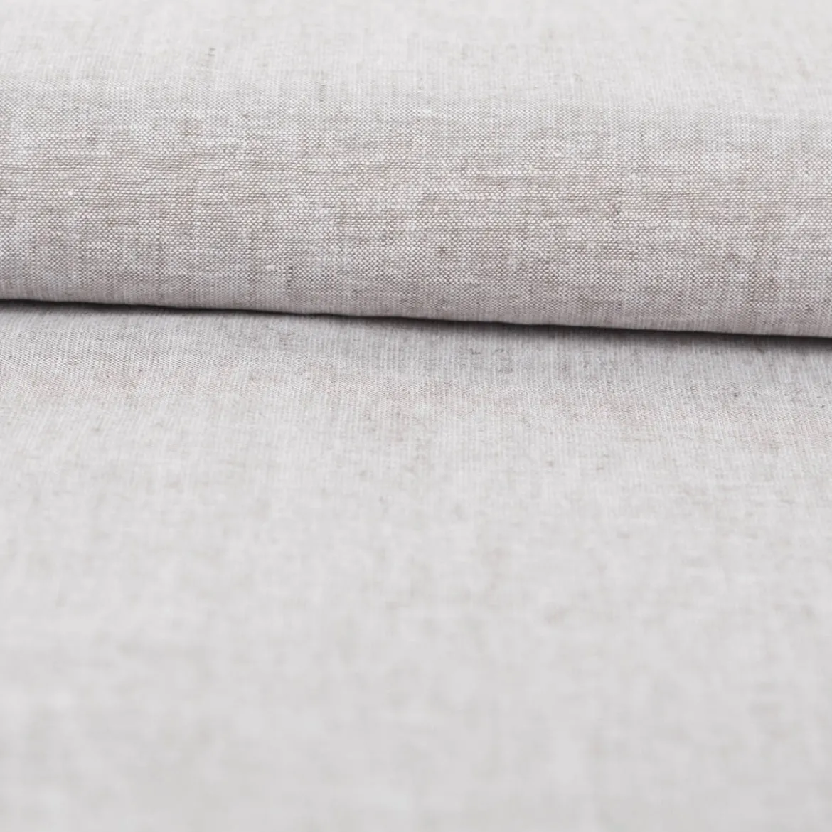 Leinen-Baumwollstoff Chambray uni meliert khaki-grün 1,38m Breite