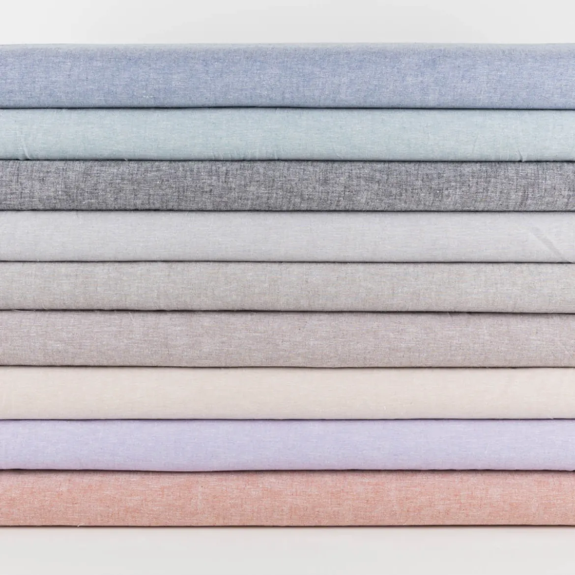 Leinen-Baumwollstoff Chambray uni meliert blau 1,38m Breite