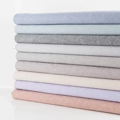Leinen-Baumwollstoff Chambray uni meliert mint 1,38m Breite