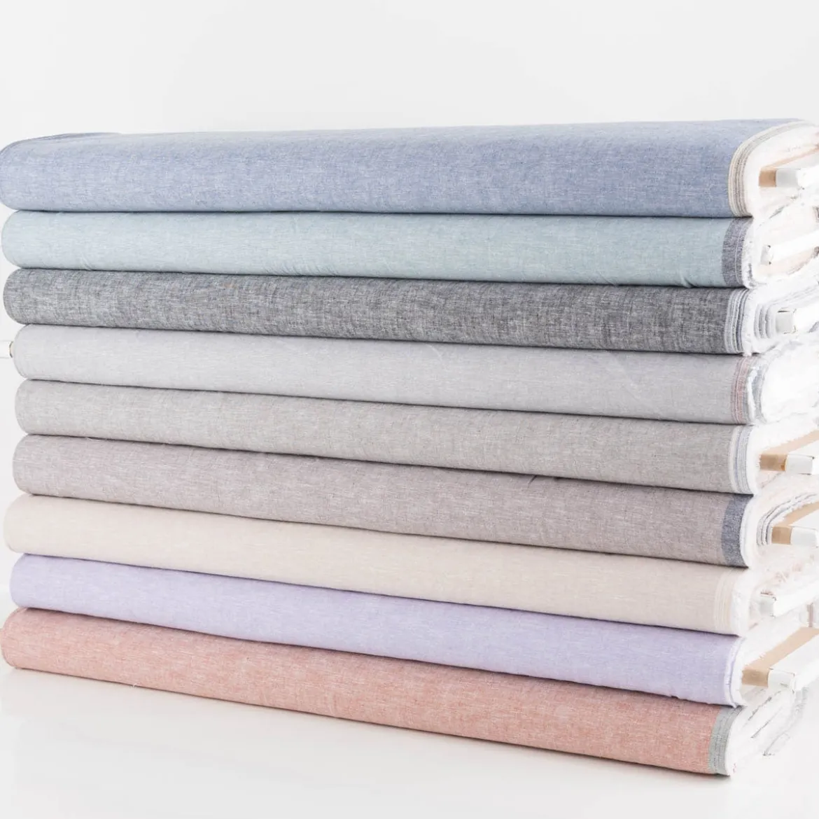 Leinen-Baumwollstoff Chambray uni meliert mint 1,38m Breite