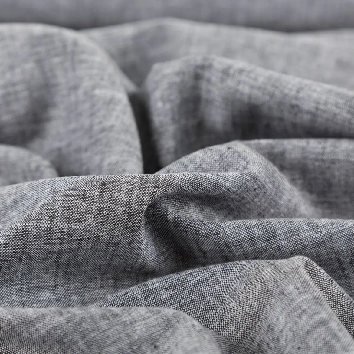 Leinen-Baumwollstoff Chambray uni meliert schwarz 1,38m Breite