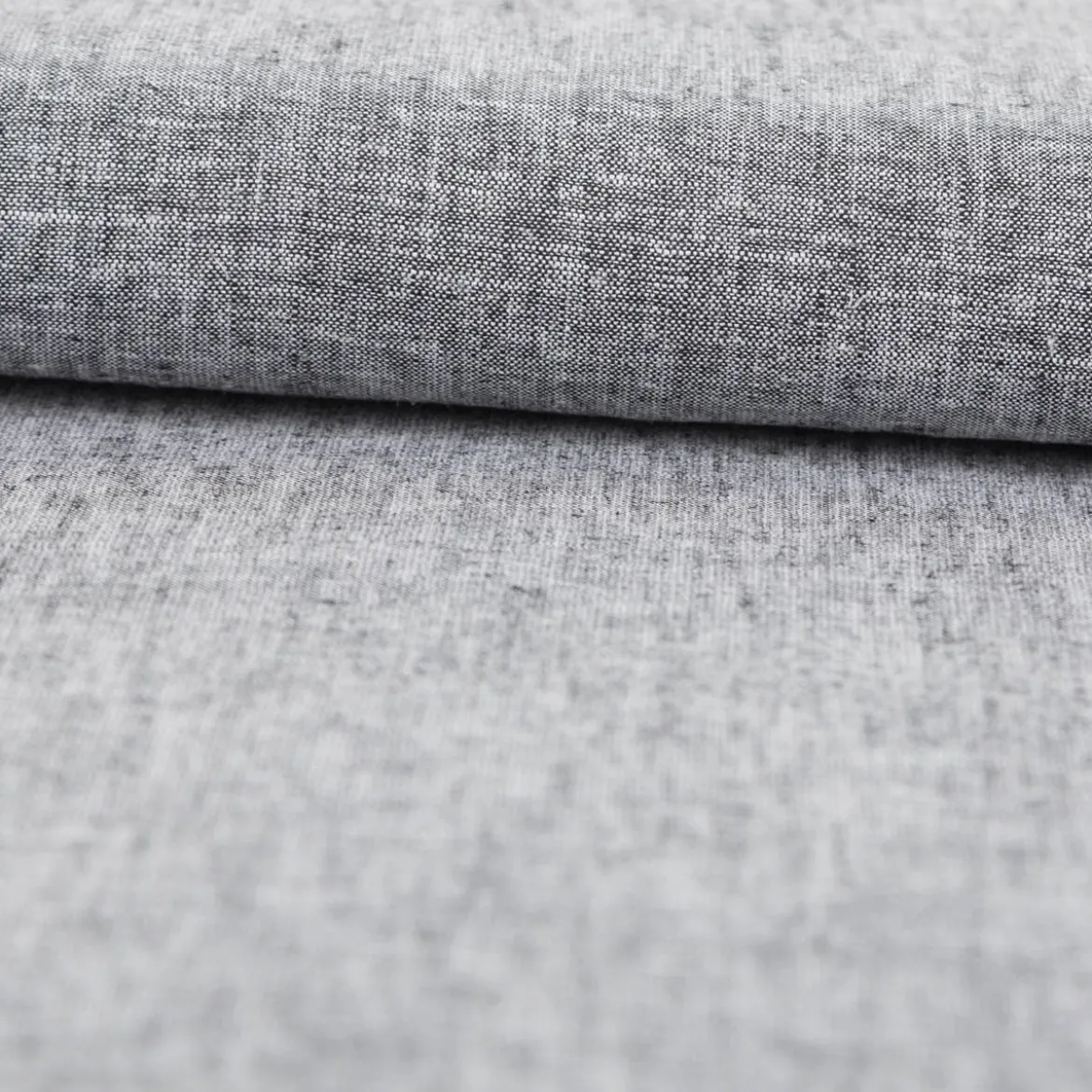 Leinen-Baumwollstoff Chambray uni meliert schwarz 1,38m Breite