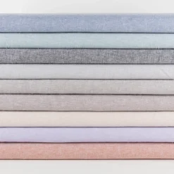 Leinen-Baumwollstoff Chambray uni meliert flieder 1,38m Breite