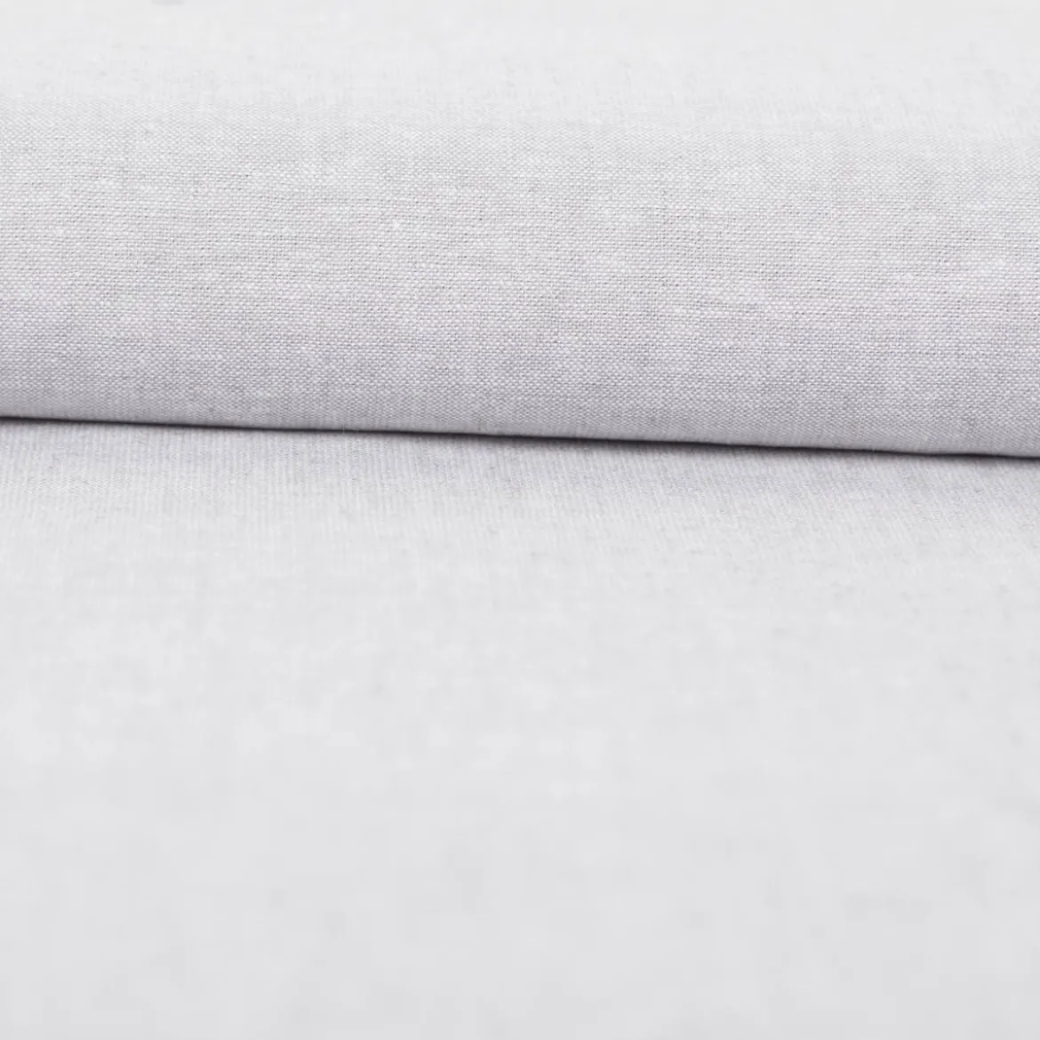 Leinen-Baumwollstoff Chambray uni meliert hellgrau 1,38m Breite