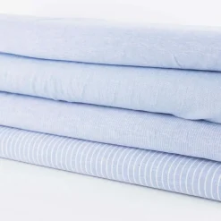 Leinen-Baumwollstoff Chambray uni meliert hellblau 1,38m Breite