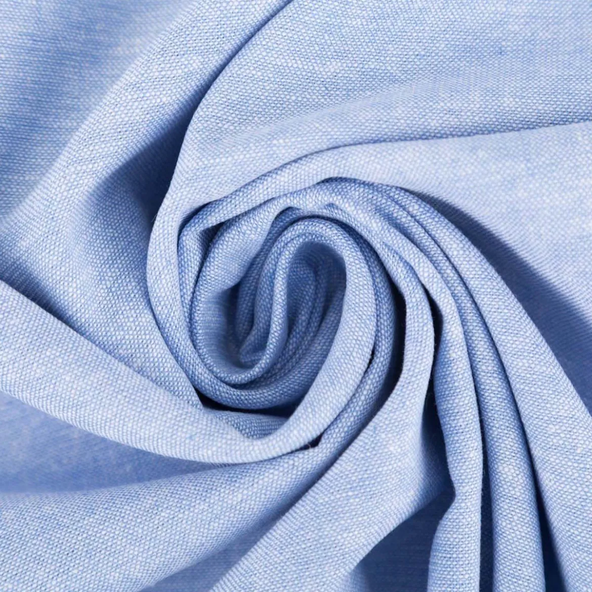 Leinen-Baumwollstoff Chambray uni meliert hellblau 1,38m Breite