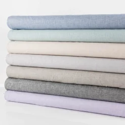 Leinen-Baumwollstoff Chambray Fischgrät meliert schwarz 1,38m Breite