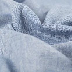 Leinen-Baumwollstoff Chambray Fischgrät meliert blau 1,38m Breite