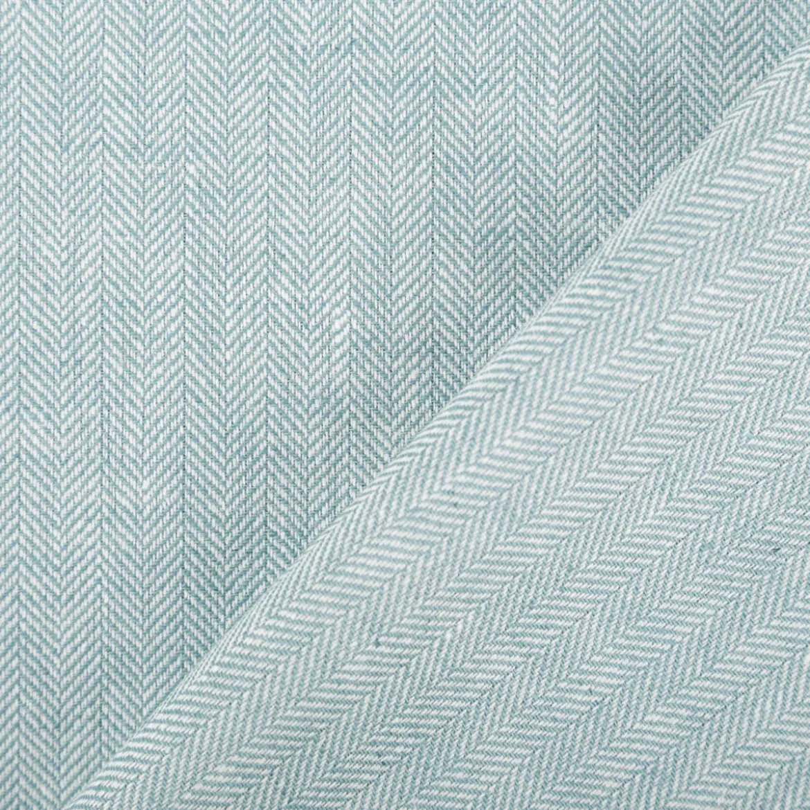 Leinen-Baumwollstoff Chambray Fischgrät meliert mint 1,38m Breite