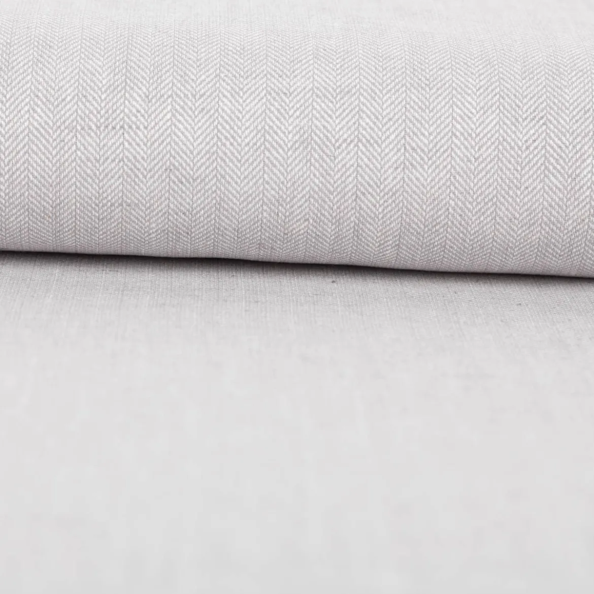 Leinen-Baumwollstoff Chambray Fischgrät meliert hellgrau 1,38m Breite