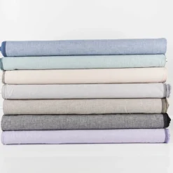 Leinen-Baumwollstoff Chambray Fischgrät meliert hellgrau 1,38m Breite